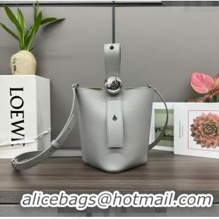 Low Cost Loewe Mini Pebble Bucket bag in mellow calfskin 062342 Light Grey 2024