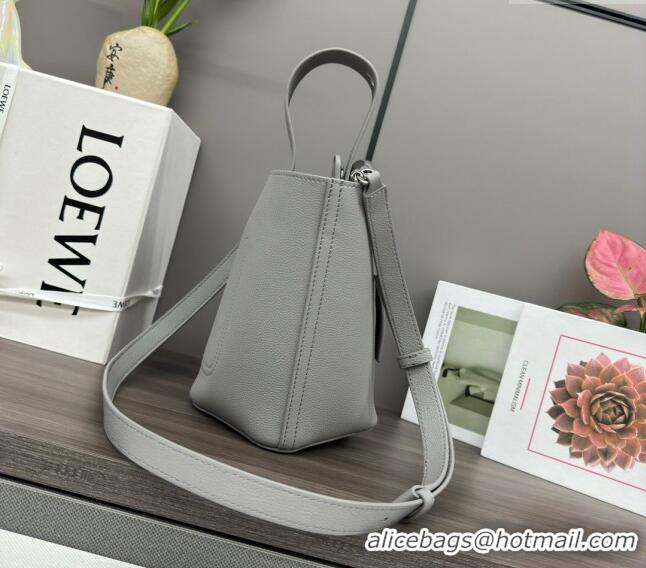 Low Cost Loewe Mini Pebble Bucket bag in mellow calfskin 062342 Light Grey 2024