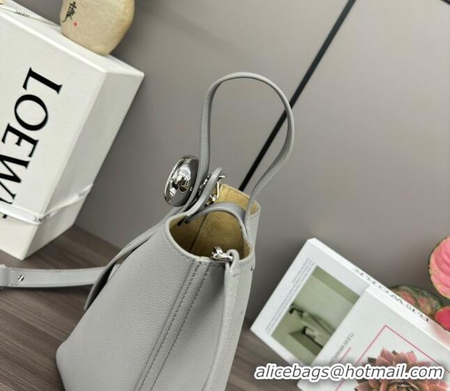 Low Cost Loewe Mini Pebble Bucket bag in mellow calfskin 062342 Light Grey 2024