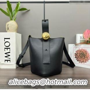 Top Grade Loewe Mini Pebble Bucket bag in mellow calfskin 062342 Black 2024