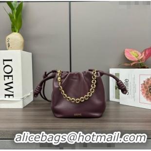 Top Quality Loewe Mini Flamenco Purse bag in mellow nappa lambskin 412342 Dark Burgundy 2024