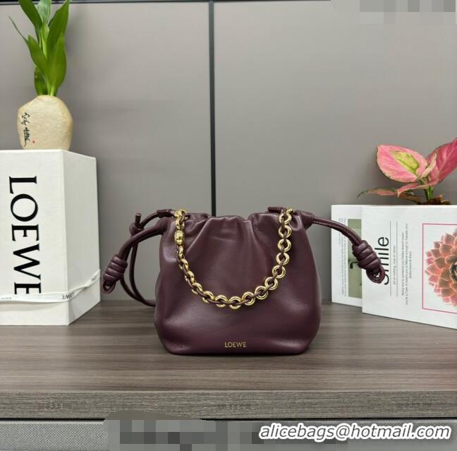 Top Quality Loewe Mini Flamenco Purse bag in mellow nappa lambskin 412342 Dark Burgundy 2024