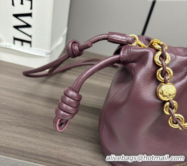 Top Quality Loewe Mini Flamenco Purse bag in mellow nappa lambskin 412342 Dark Burgundy 2024