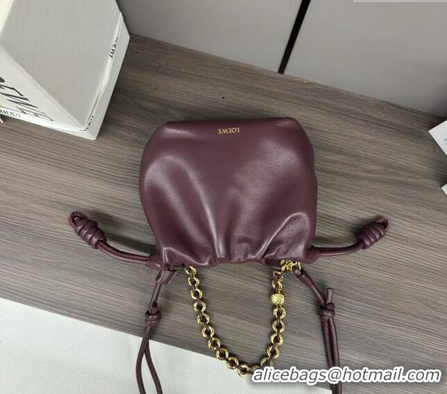 Top Quality Loewe Mini Flamenco Purse bag in mellow nappa lambskin 412342 Dark Burgundy 2024