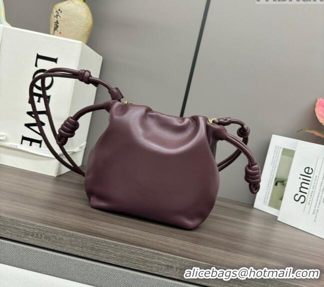 Top Quality Loewe Mini Flamenco Purse bag in mellow nappa lambskin 412342 Dark Burgundy 2024