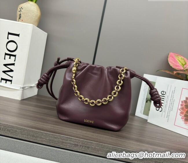 Top Quality Loewe Mini Flamenco Purse bag in mellow nappa lambskin 412342 Dark Burgundy 2024