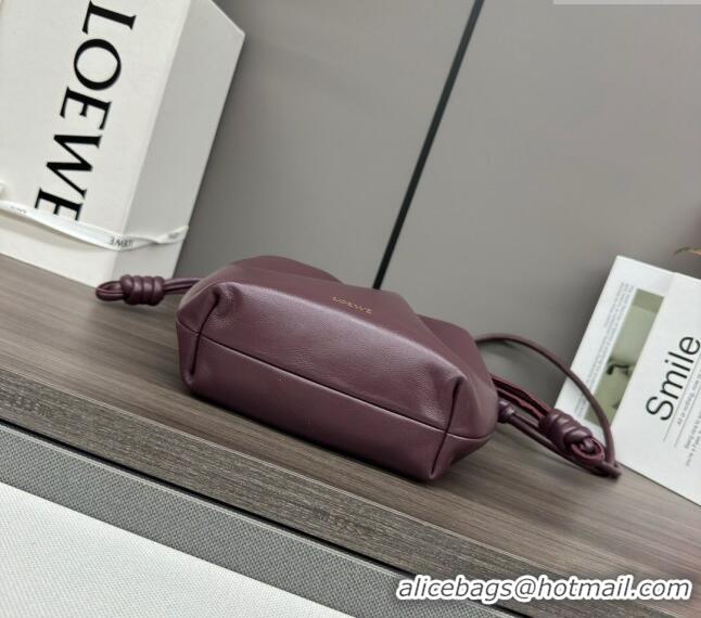 Top Quality Loewe Mini Flamenco Purse bag in mellow nappa lambskin 412342 Dark Burgundy 2024