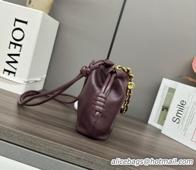 Top Quality Loewe Mini Flamenco Purse bag in mellow nappa lambskin 412342 Dark Burgundy 2024