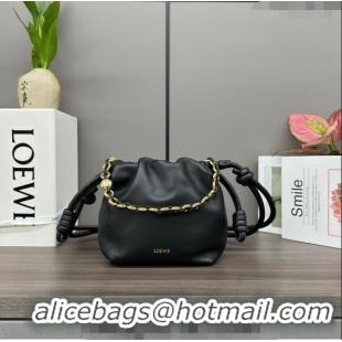 Top Quality Loewe Mini Flamenco Purse bag in mellow nappa lambskin 412342 Black 2024