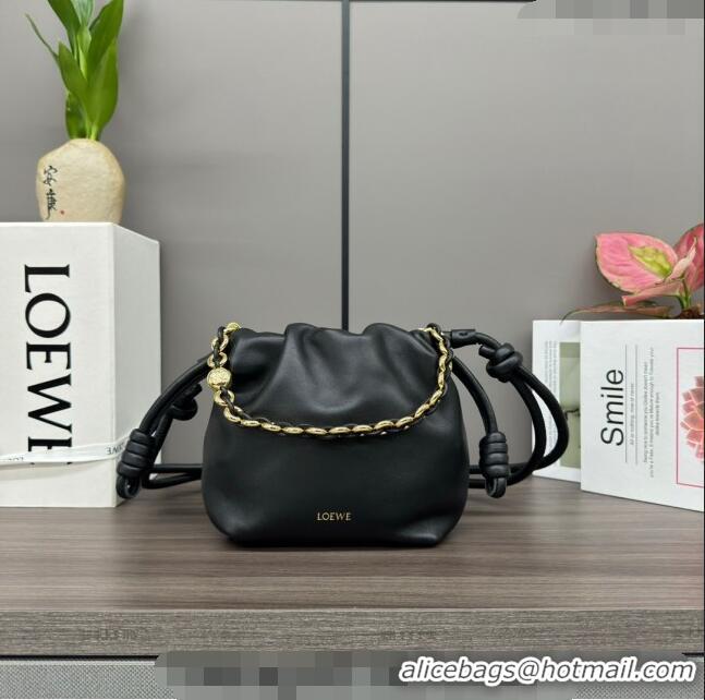 Top Quality Loewe Mini Flamenco Purse bag in mellow nappa lambskin 412342 Black 2024