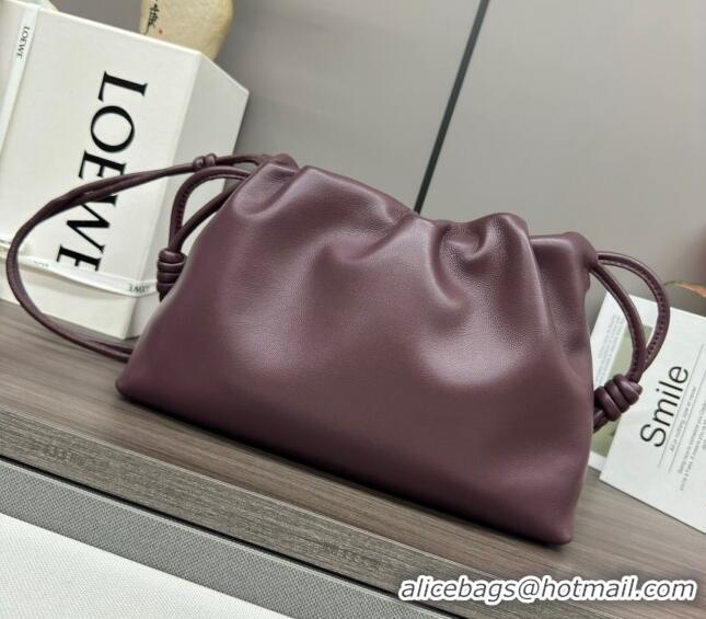 Discount Loewe Small Flamenco Purse bag in mellow nappa lambskin 012403 Dark Burgundy 2024