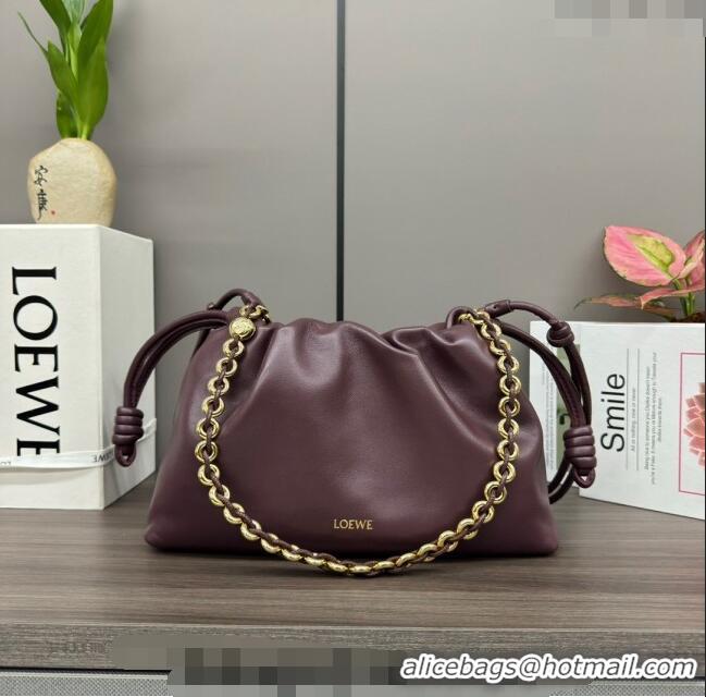 Discount Loewe Small Flamenco Purse bag in mellow nappa lambskin 012403 Dark Burgundy 2024