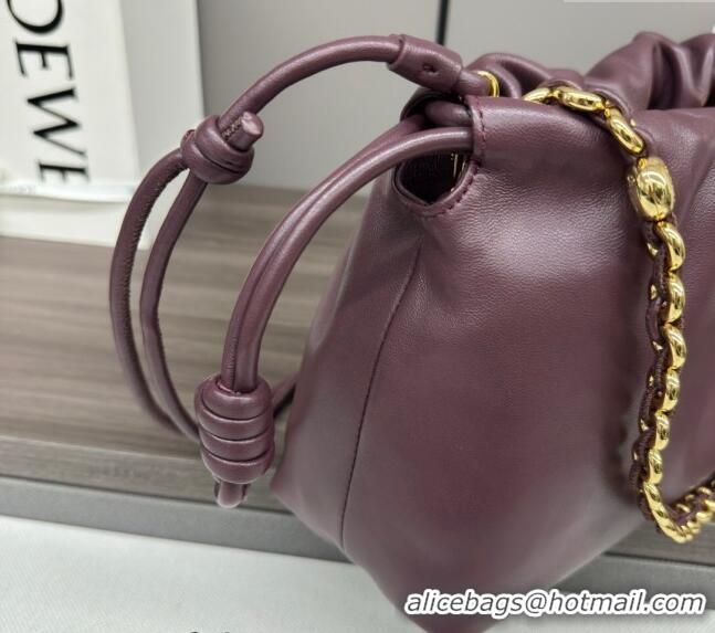 Discount Loewe Small Flamenco Purse bag in mellow nappa lambskin 012403 Dark Burgundy 2024