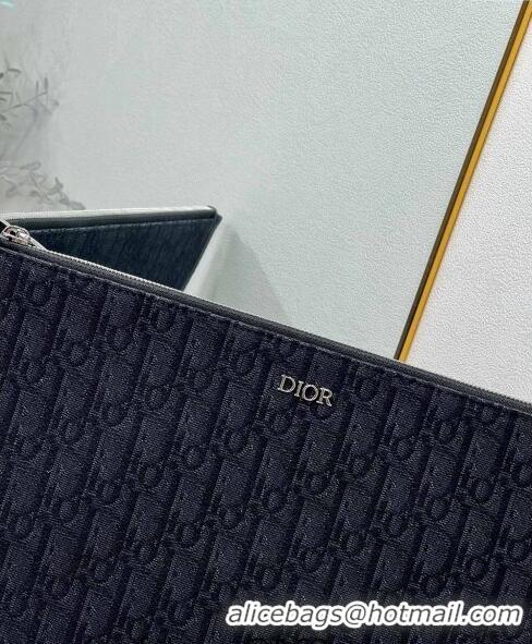 Luxurious Discount Dior A4 Pouch in CD8058 Black Dior Oblique Jacquard 2023