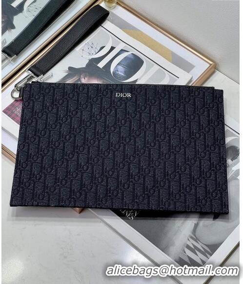 Luxurious Discount Dior A4 Pouch in CD8058 Black Dior Oblique Jacquard 2023