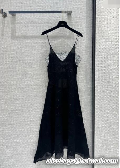 Inexpensive Chanel Kint Lace Dress CH041904 Black 2024