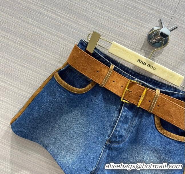 Affordable Price Miu Miu Denim Shorts M041920 Blue 2024