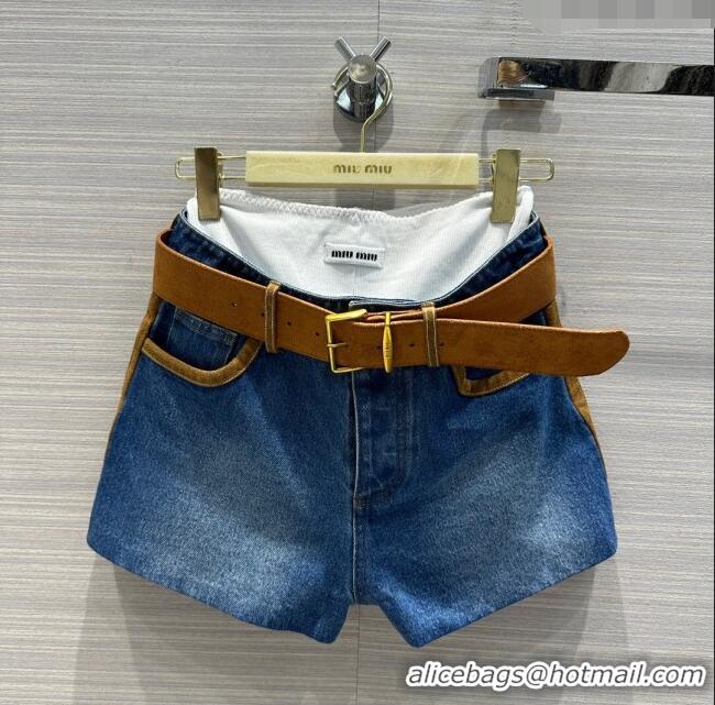 Affordable Price Miu Miu Denim Shorts M041920 Blue 2024