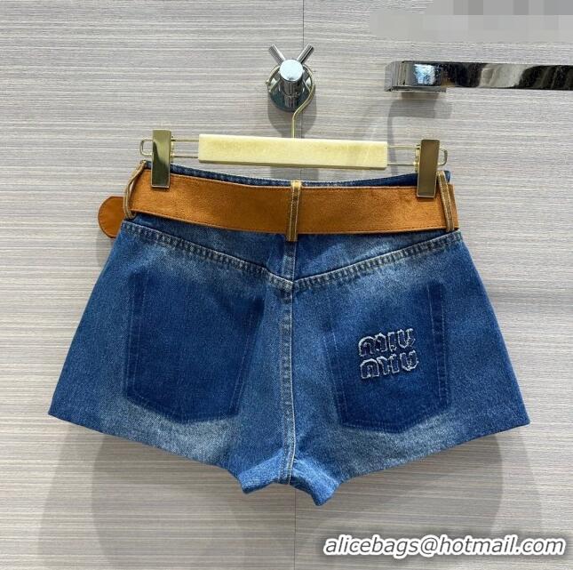 Affordable Price Miu Miu Denim Shorts M041920 Blue 2024