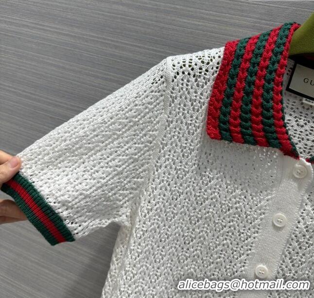 Famous Brand Gucci Knit Short-sleeved Sweater G041918 White 2024