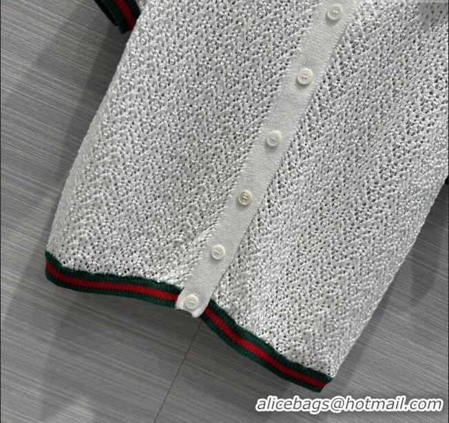 Famous Brand Gucci Knit Short-sleeved Sweater G041918 White 2024