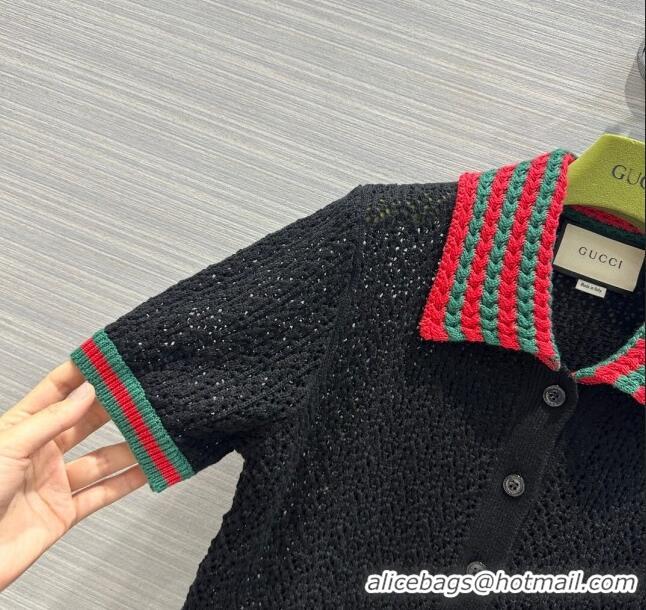 Cheapest Gucci Knit Short-sleeved Sweater G041919 Black 2024