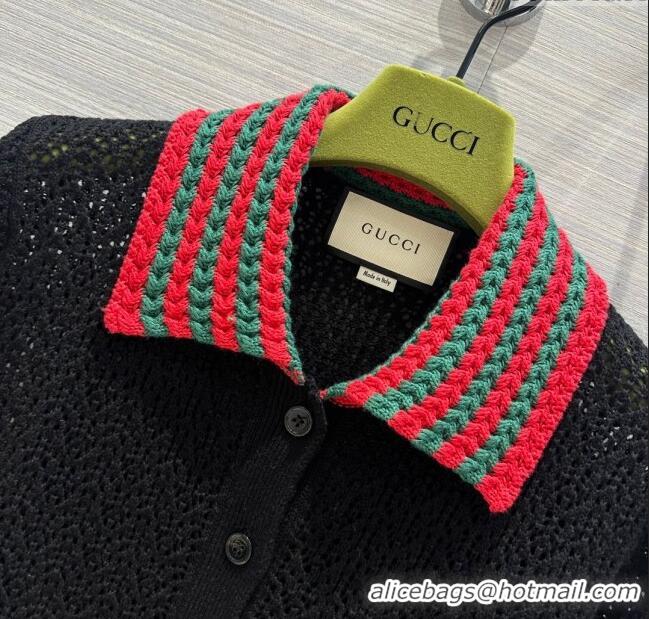 Cheapest Gucci Knit Short-sleeved Sweater G041919 Black 2024