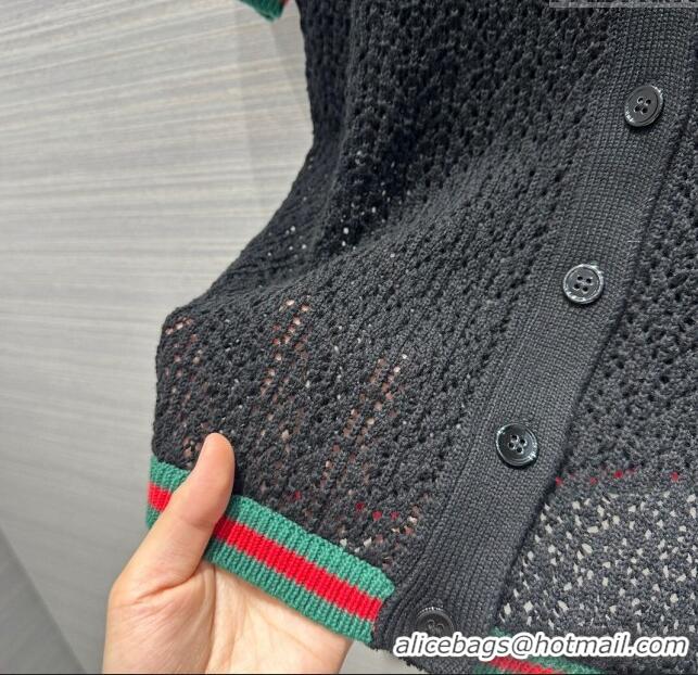 Cheapest Gucci Knit Short-sleeved Sweater G041919 Black 2024