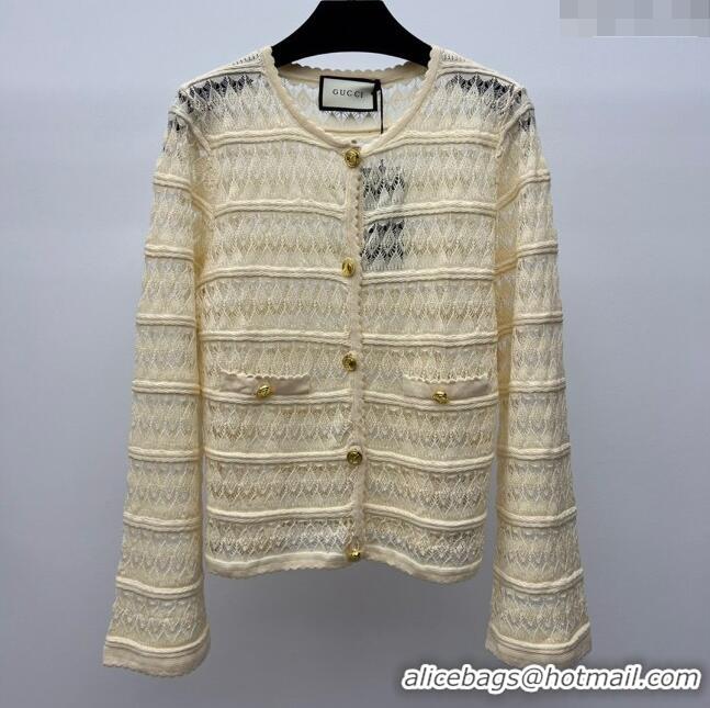 ​Top Grade Gucci Lace Cardigan G041923 Beige 2024