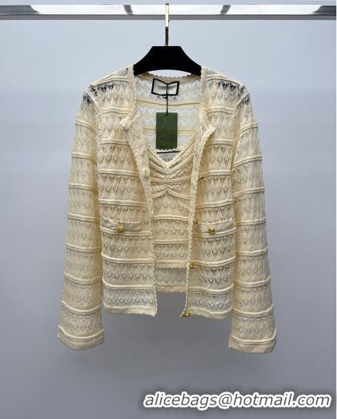 ​Top Grade Gucci Lace Cardigan G041923 Beige 2024