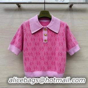 Traditional Specials Gucci Wool Short-sleeved Sweater G041930 Pink 2024