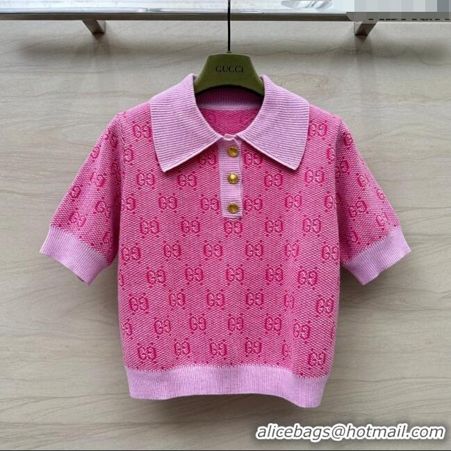 Traditional Specials Gucci Wool Short-sleeved Sweater G041930 Pink 2024