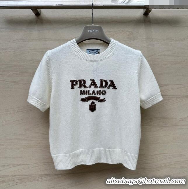 ​Promotional Prada Wool Short-sleeved Sweater P041933 White 2024