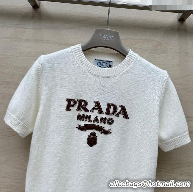 ​Promotional Prada Wool Short-sleeved Sweater P041933 White 2024