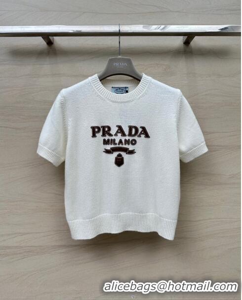 ​Promotional Prada Wool Short-sleeved Sweater P041933 White 2024