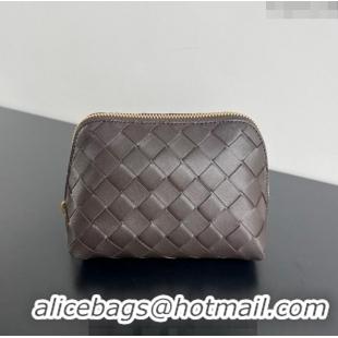 Promotional Bottega Veneta Intrecciato Leather Beauty Pouch 764044 Fondant Brown 2024