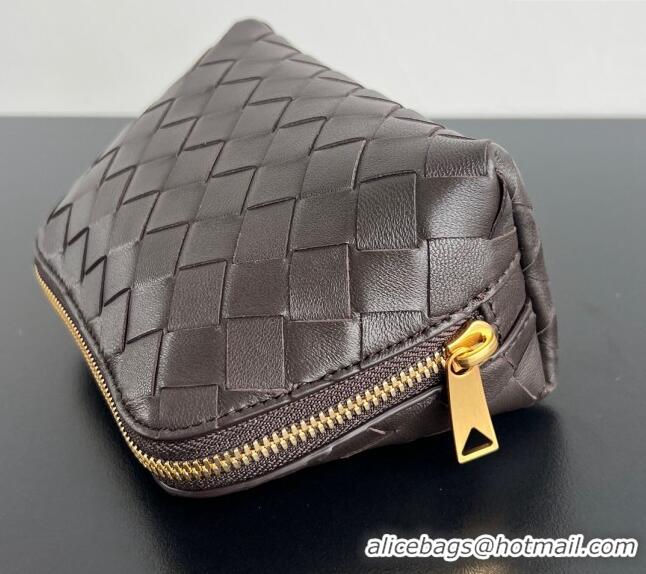 Promotional Bottega Veneta Intrecciato Leather Beauty Pouch 764044 Fondant Brown 2024