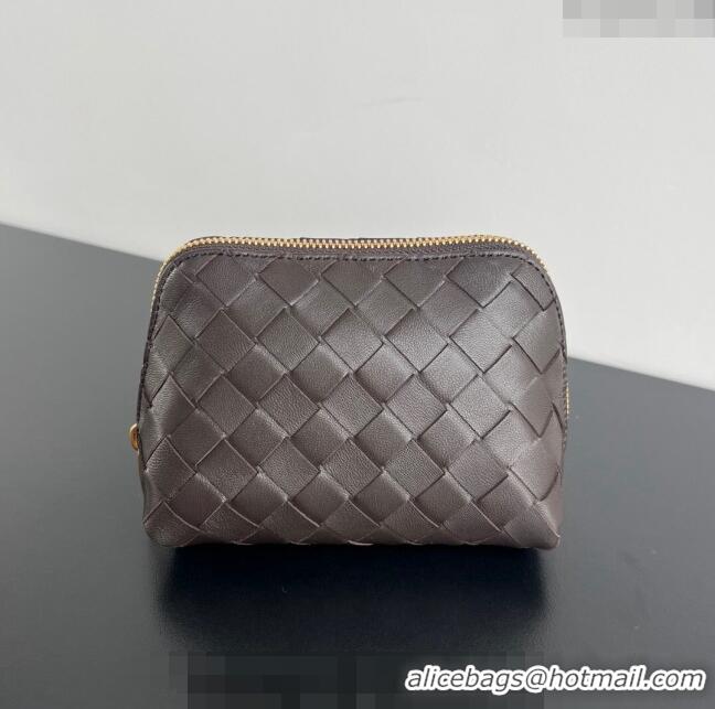 Promotional Bottega Veneta Intrecciato Leather Beauty Pouch 764044 Fondant Brown 2024