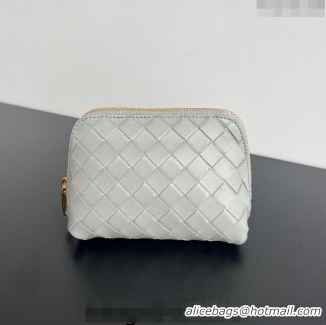 Super Quality Bottega Veneta Intrecciato Leather Beauty Pouch 764044 Grey 2024