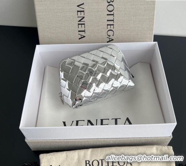 Most Popular Bottega Veneta Intrecciato Leather Beauty Pouch 764044 Silver 2024