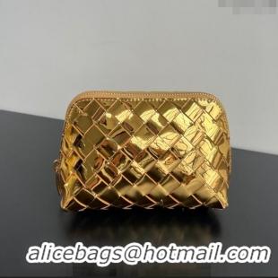 Classic Discount Bottega Veneta Intrecciato Leather Beauty Pouch 764044 Gold 2024