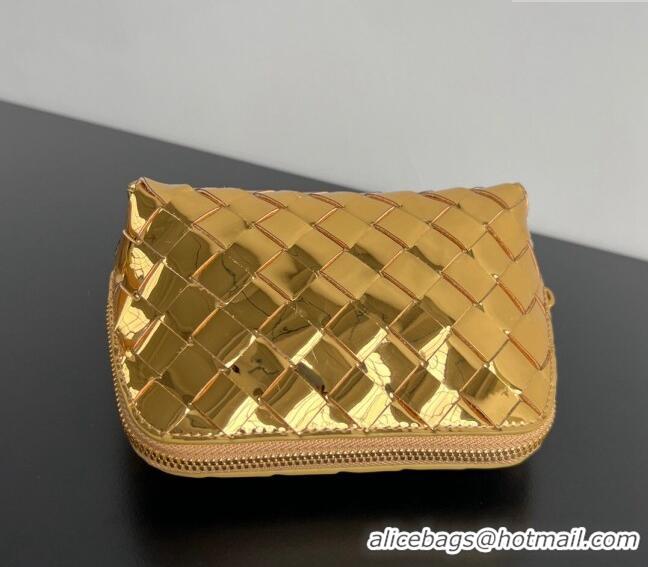 Classic Discount Bottega Veneta Intrecciato Leather Beauty Pouch 764044 Gold 2024