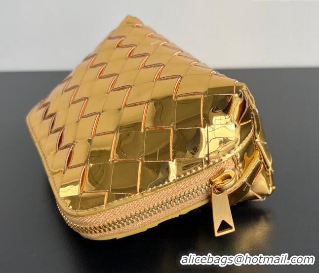 Classic Discount Bottega Veneta Intrecciato Leather Beauty Pouch 764044 Gold 2024