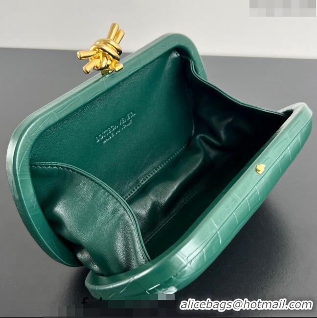 Trendy Design Bottega Veneta Knot Clutch in Alligator Embossed Leather 737025 Green 2024