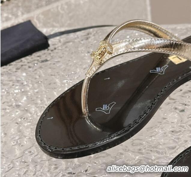 Top Grade Chanel Calfskin Flat Slide Thong Sandals with Metal-Tone CC Black 322121