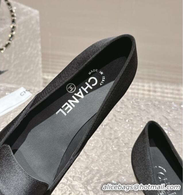 Good Looking Chanel Fabric & Grosgrain Pointed Ballet Flat Black 0322128