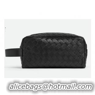 Best Price Bottega Veneta Intrecciato Leather Travel Pouch With Handle 729295 Black