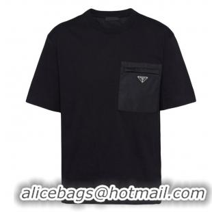 ​Famous Brand Prada Re-Nylon And Jersey T-shirt PA0661 Black