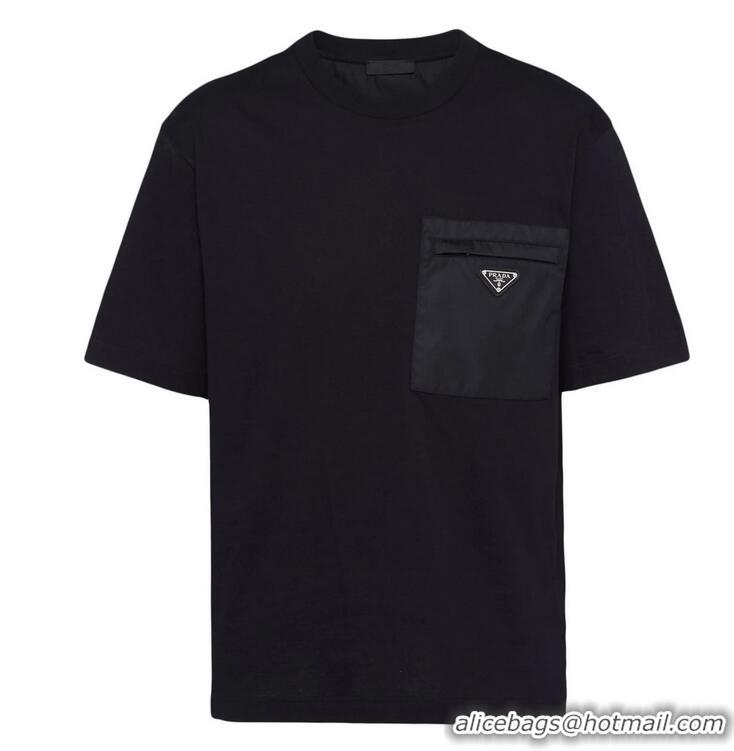 ​Famous Brand Prada Re-Nylon And Jersey T-shirt PA0661 Black