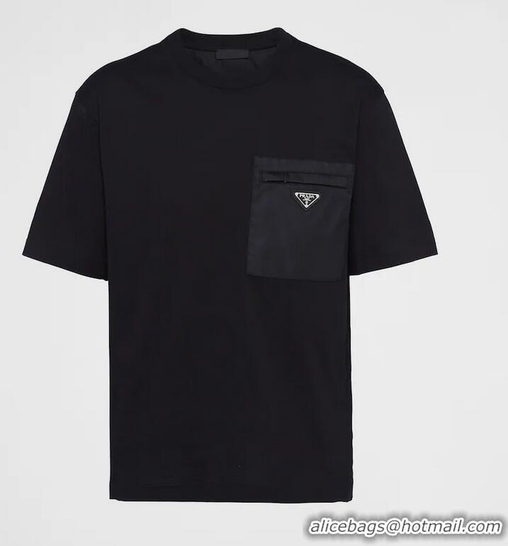 ​Famous Brand Prada Re-Nylon And Jersey T-shirt PA0661 Black